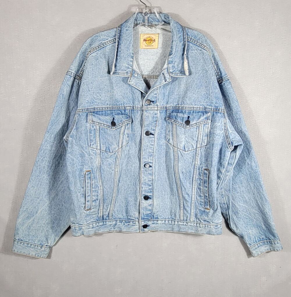 Vintage Hard Rock Cafe Orlando Save The Planet Denim Jacket XL Embroidered